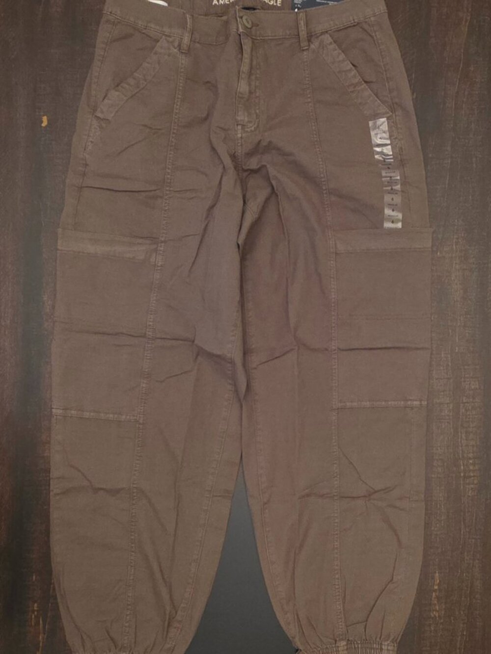 NWT American Eagle High-Rise Stretch Baggy Jogger Cargo Pants Olive Green 6 Reg